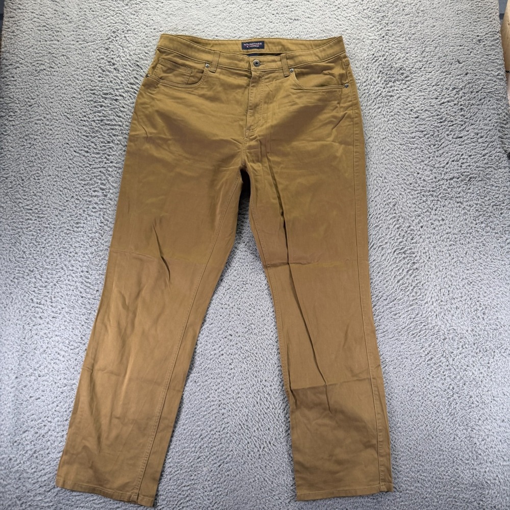 Roundtree & Yorke Jeans Mens 36x32 Brown Cotton Denim Straight‎ Workwear Stretch